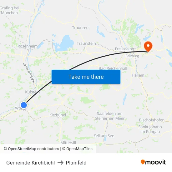 Gemeinde Kirchbichl to Plainfeld map