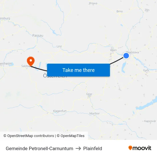 Gemeinde Petronell-Carnuntum to Plainfeld map