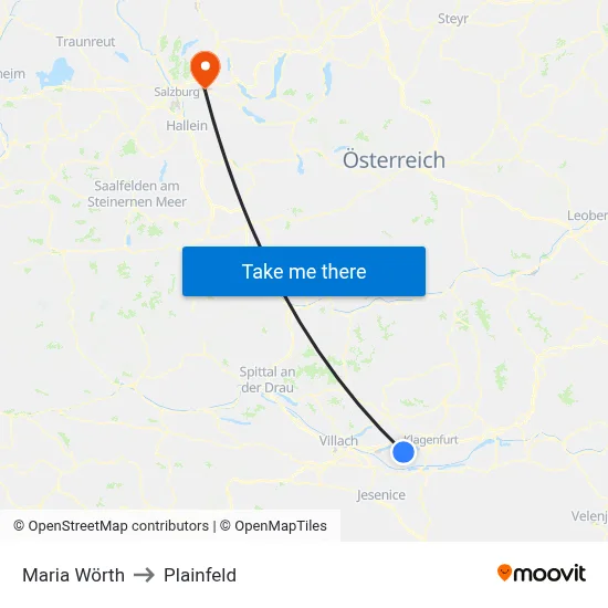 Maria Wörth to Plainfeld map