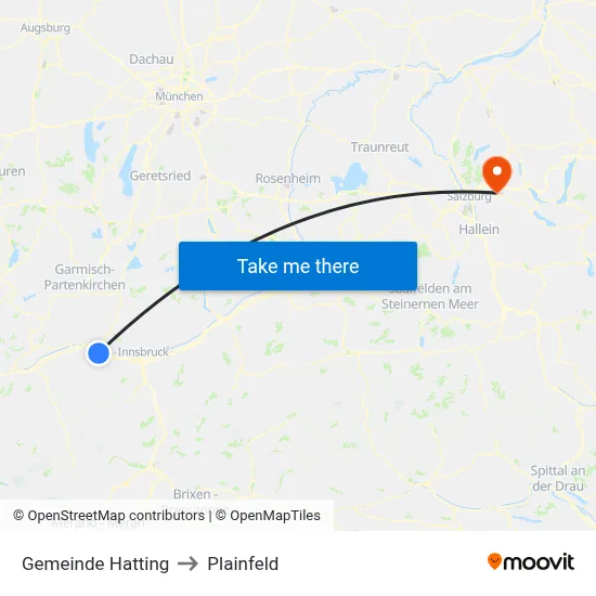 Gemeinde Hatting to Plainfeld map