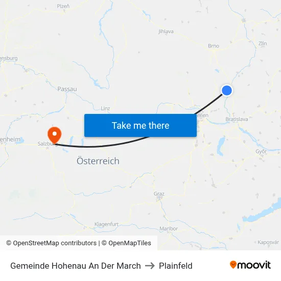 Gemeinde Hohenau An Der March to Plainfeld map
