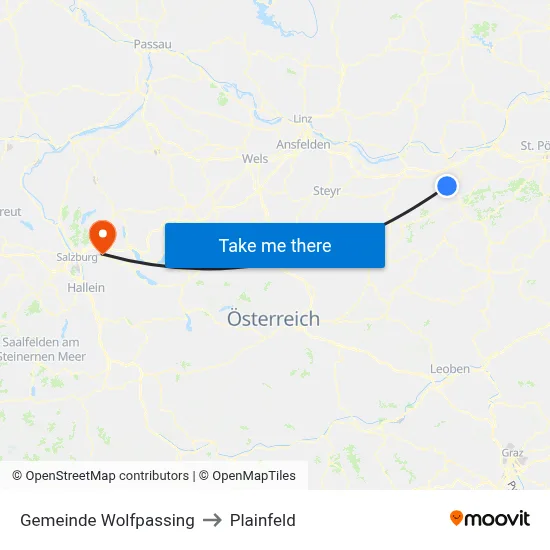Gemeinde Wolfpassing to Plainfeld map