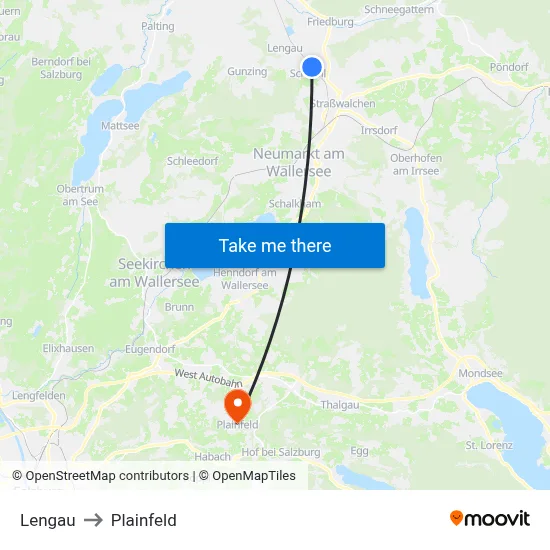Lengau to Plainfeld map