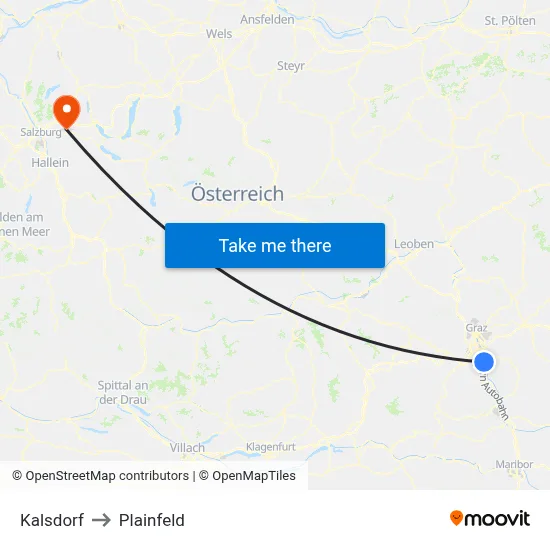 Kalsdorf to Plainfeld map