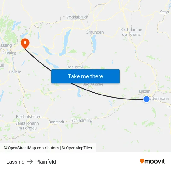 Lassing to Plainfeld map