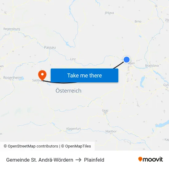 Gemeinde St. Andrä-Wördern to Plainfeld map