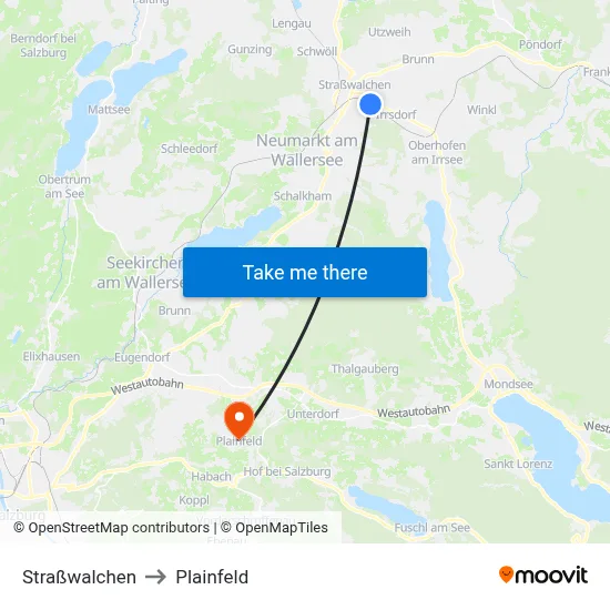 Straßwalchen to Plainfeld map