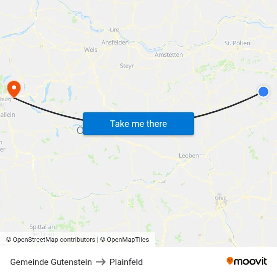 Gemeinde Gutenstein to Plainfeld map