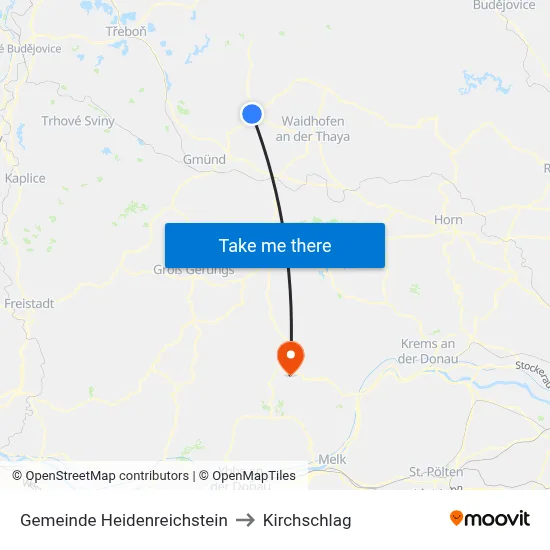 Gemeinde Heidenreichstein to Kirchschlag map