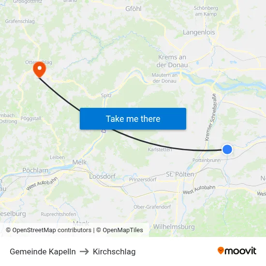 Gemeinde Kapelln to Kirchschlag map