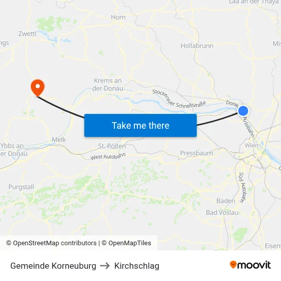 Gemeinde Korneuburg to Kirchschlag map