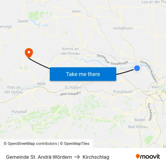 Gemeinde St. Andrä-Wördern to Kirchschlag map