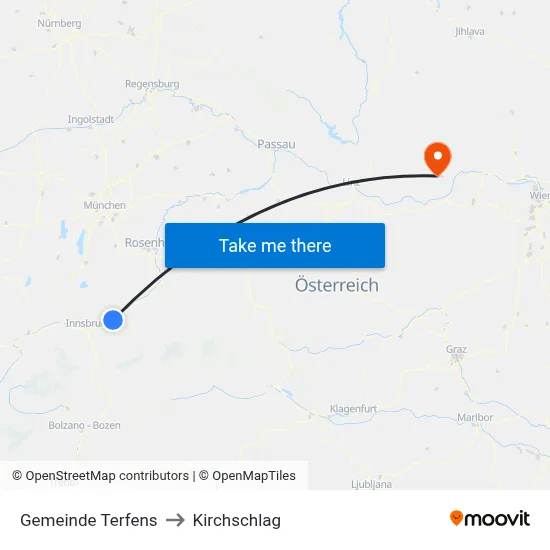Gemeinde Terfens to Kirchschlag map