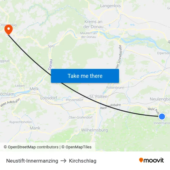Neustift-Innermanzing to Kirchschlag map