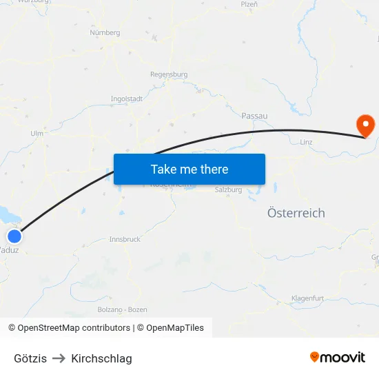 Götzis to Kirchschlag map