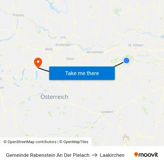 Gemeinde Rabenstein An Der Pielach to Laakirchen map