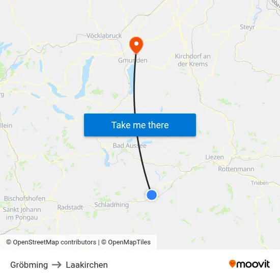 Gröbming to Laakirchen map