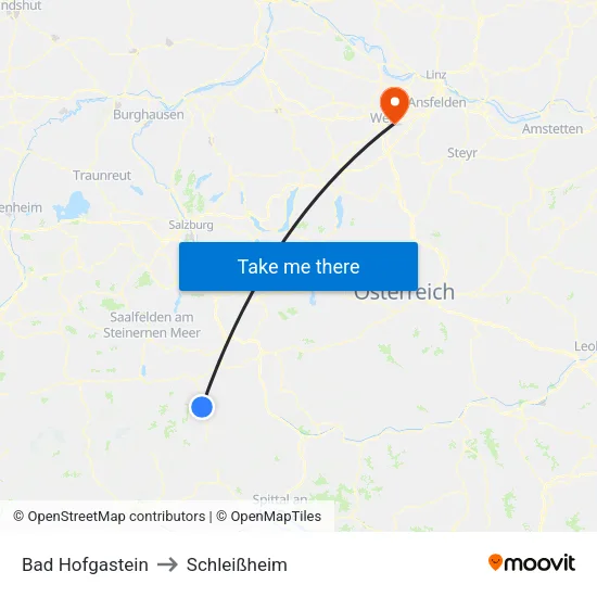 Bad Hofgastein to Schleißheim map