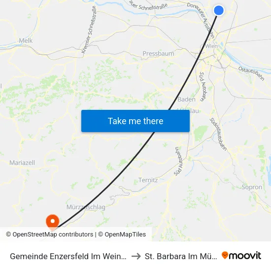 Gemeinde Enzersfeld Im Weinviertel to St. Barbara Im Mürztal map