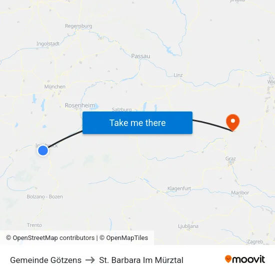 Gemeinde Götzens to St. Barbara Im Mürztal map