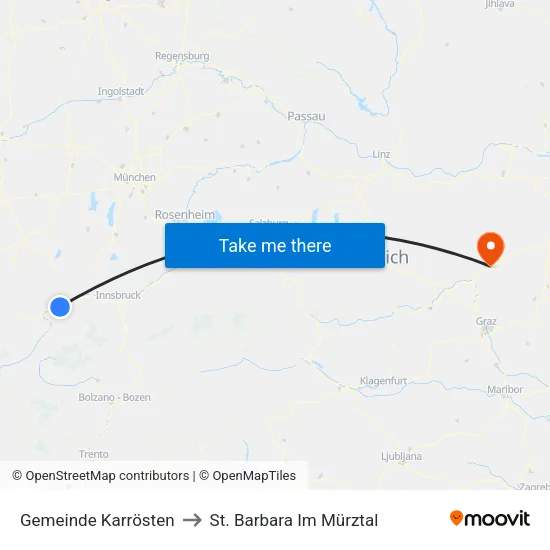 Gemeinde Karrösten to St. Barbara Im Mürztal map