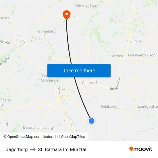 Jagerberg to St. Barbara Im Mürztal map