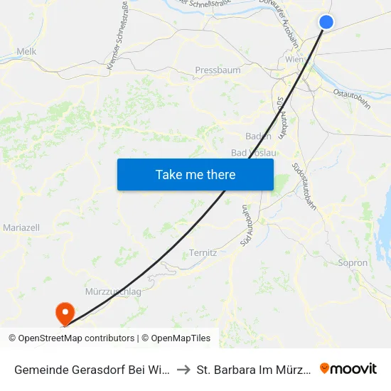 Gemeinde Gerasdorf Bei Wien to St. Barbara Im Mürztal map