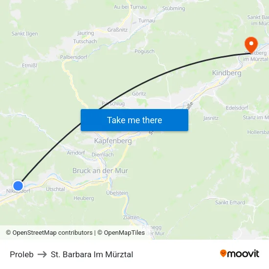 Proleb to St. Barbara Im Mürztal map