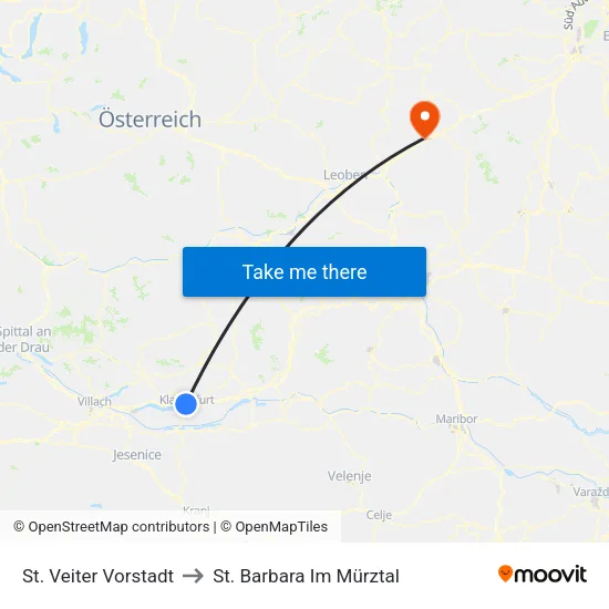 St. Veiter Vorstadt to St. Barbara Im Mürztal map