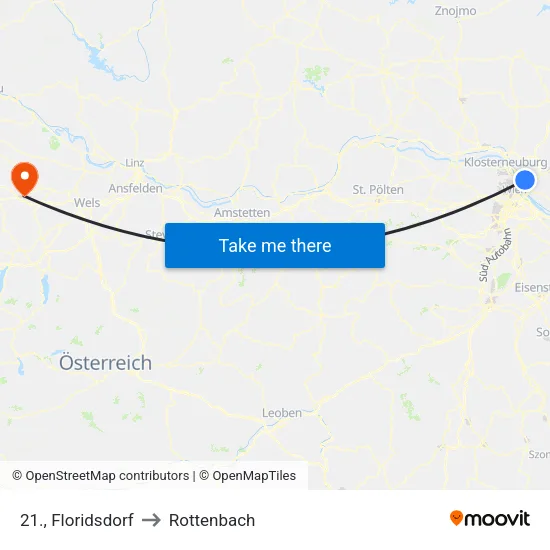 21., Floridsdorf to Rottenbach map