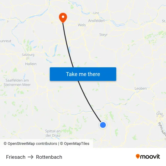 Friesach to Rottenbach map