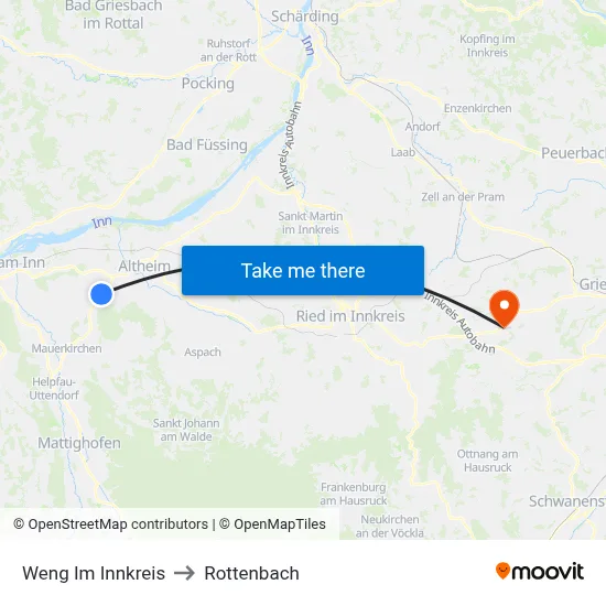 Weng Im Innkreis to Rottenbach map