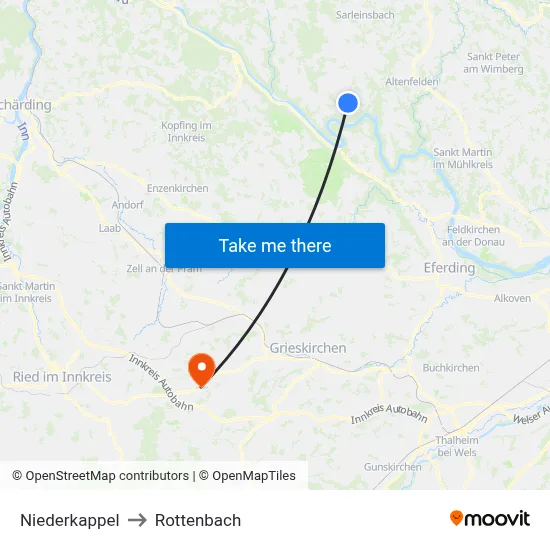 Niederkappel to Rottenbach map