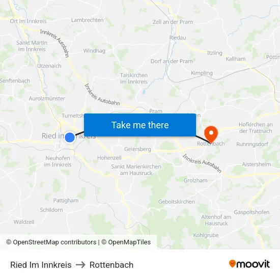 Ried Im Innkreis to Rottenbach map