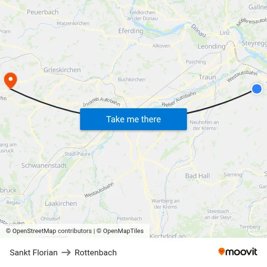 Sankt Florian to Rottenbach map