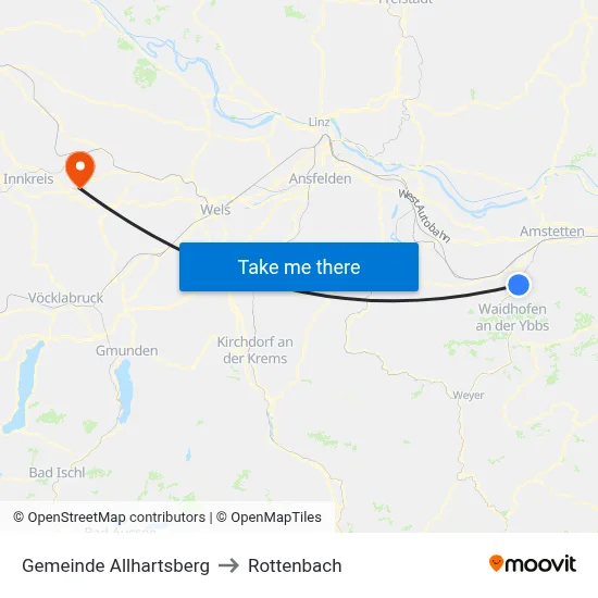 Gemeinde Allhartsberg to Rottenbach map