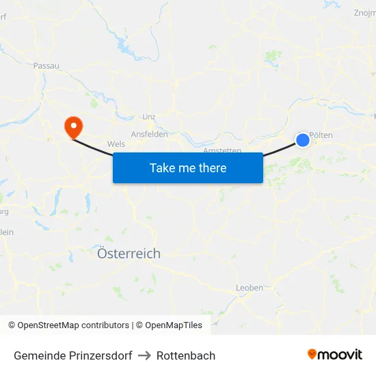 Gemeinde Prinzersdorf to Rottenbach map