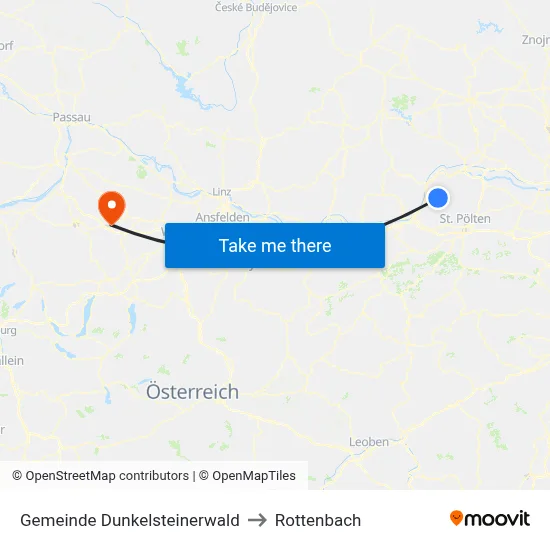 Gemeinde Dunkelsteinerwald to Rottenbach map