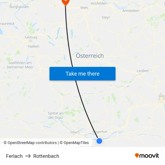 Ferlach to Rottenbach map