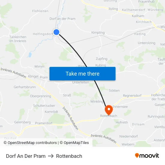 Dorf An Der Pram to Rottenbach map