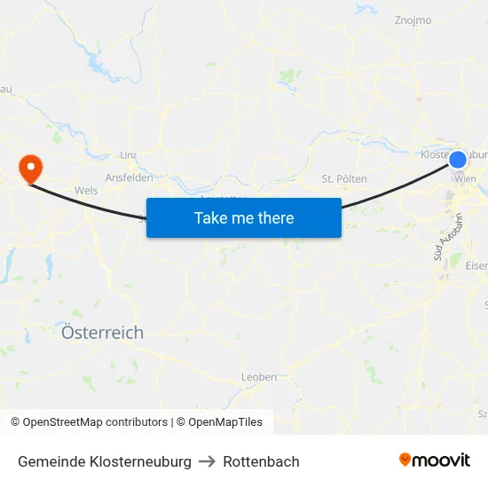 Gemeinde Klosterneuburg to Rottenbach map