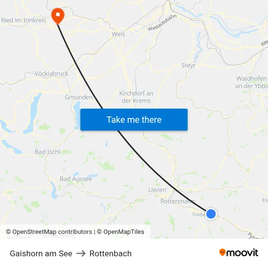 Gaishorn am See to Rottenbach map