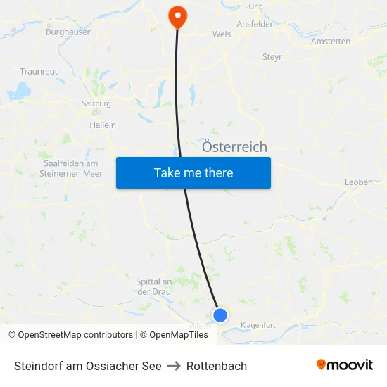 Steindorf am Ossiacher See to Rottenbach map