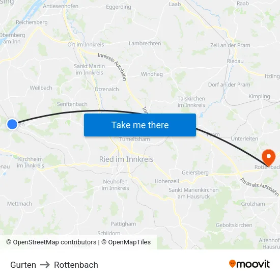 Gurten to Rottenbach map