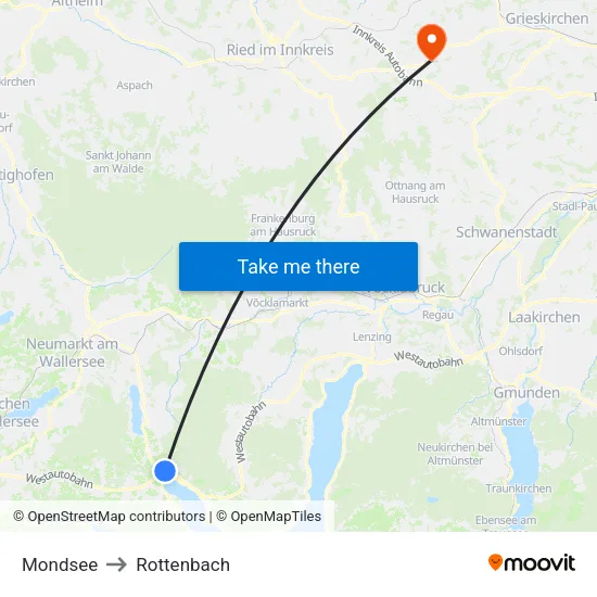 Mondsee to Rottenbach map