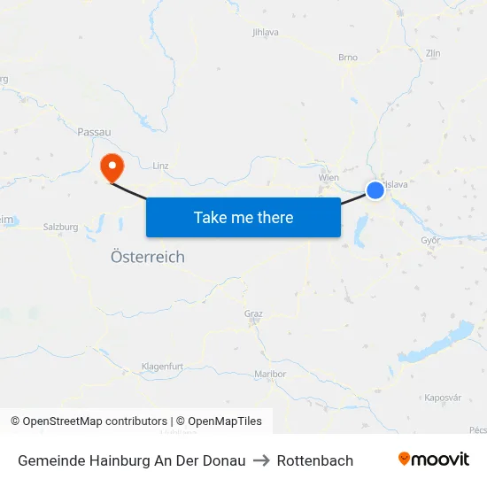 Gemeinde Hainburg An Der Donau to Rottenbach map