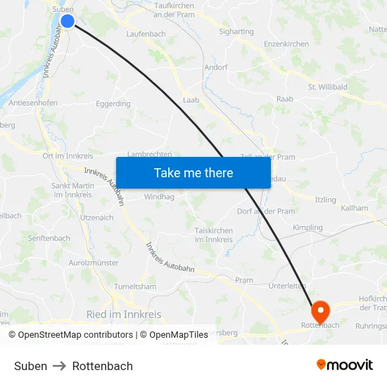 Suben to Rottenbach map