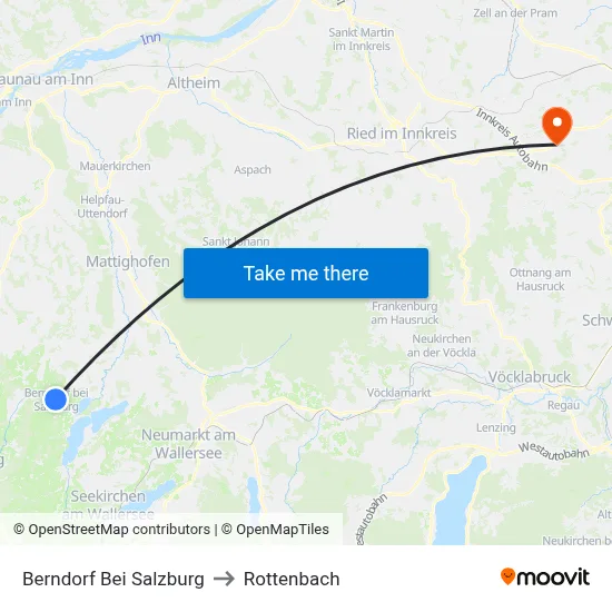 Berndorf Bei Salzburg to Rottenbach map