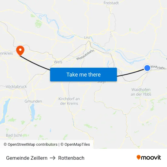 Gemeinde Zeillern to Rottenbach map