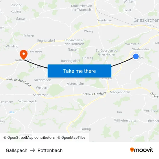 Gallspach to Rottenbach map
